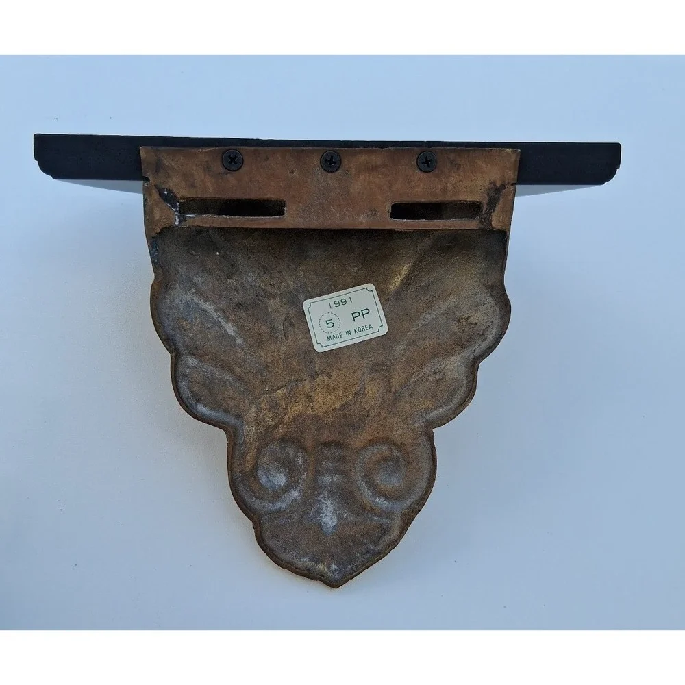 Vintage 1991 Decorative Wall Shelf Faux Bronze Corbel Hollywood Regency Accent